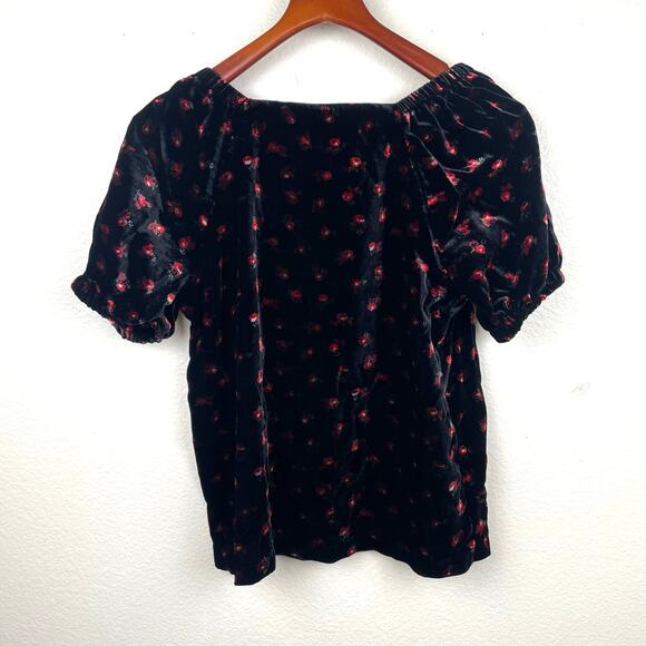 Womens Top Sz M Velvet Floral Witchy Dark Feminine Whimsigoth Cottage Gothic - Picture 2 of 11
